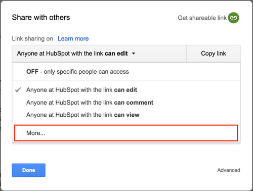 google docs share with others more